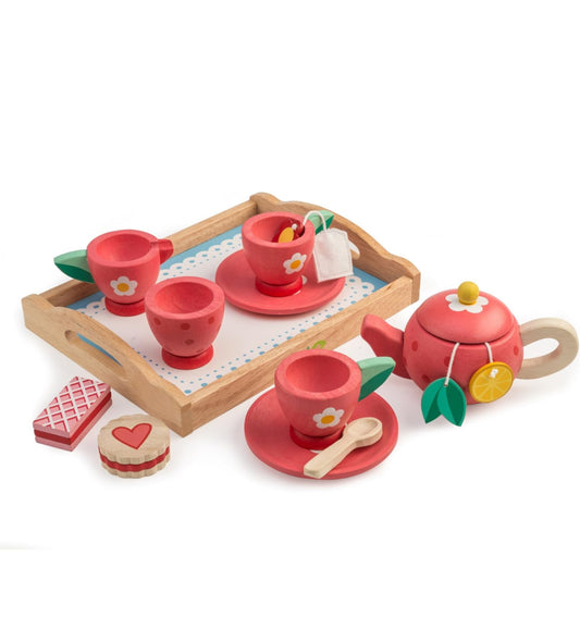 Tender Leaf Toys - Set con vassoio da tè in legno.