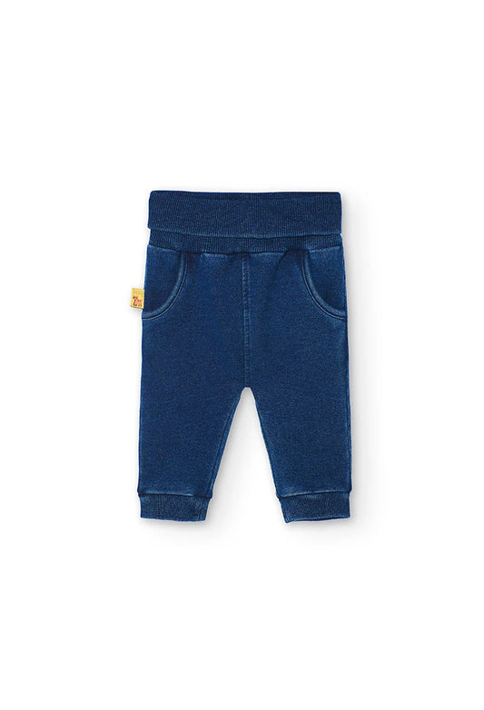 Pantaloni felpati da neonato blu