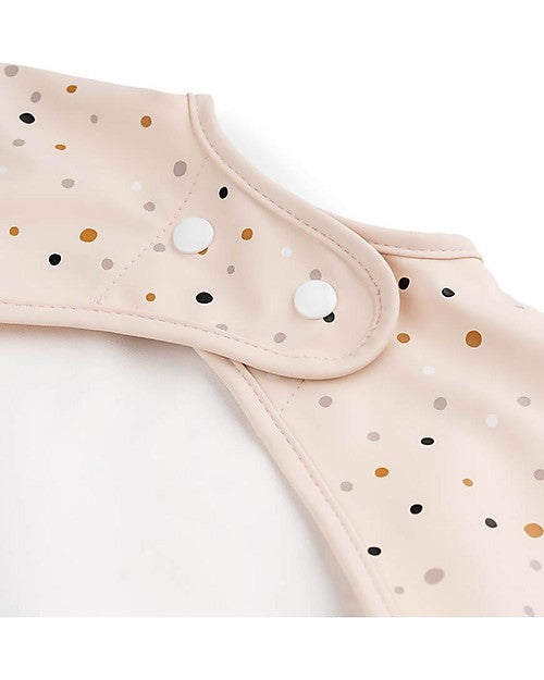 Bavaglio a Maniche Lunghe Impermeabile con Tasca - Happy Dots - Cipria - Certificato Oeko-Tex