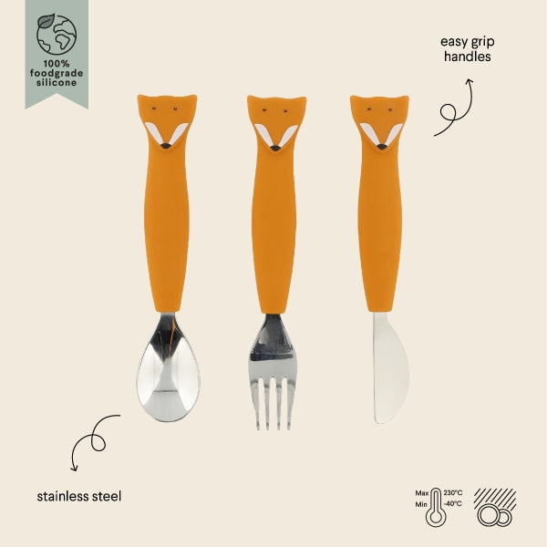 Set di 3 posate in silicone Trixie Mr Fox