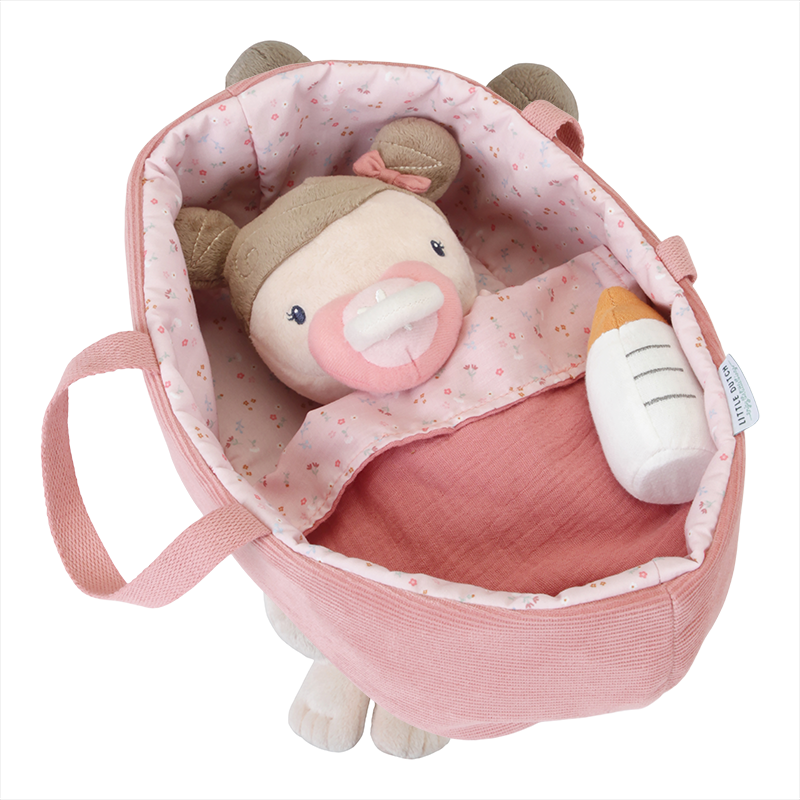 Bambola Piccola Rosa in Stoffa Fiori Rosa con Accessori - Baby Doll Rosa Little Pink Flowers