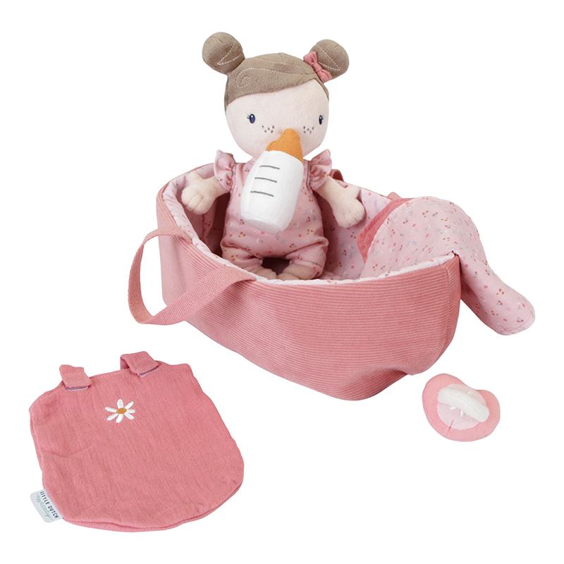 Bambola Piccola Rosa in Stoffa Fiori Rosa con Accessori - Baby Doll Rosa Little Pink Flowers