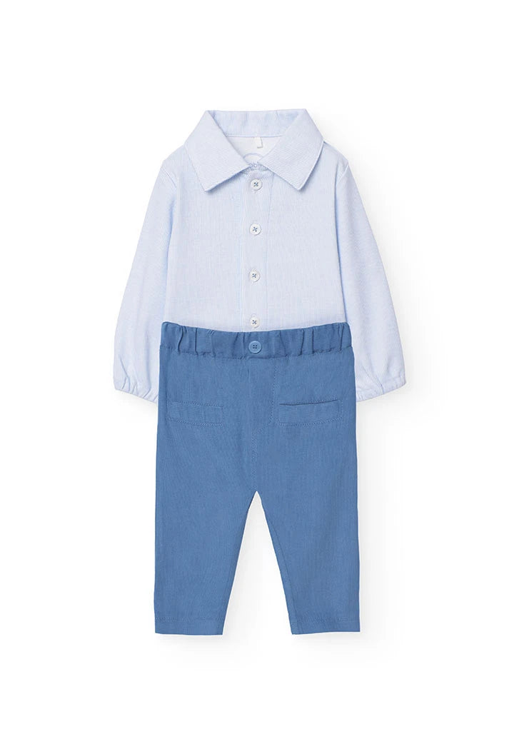 Set di body con pantaloni di cotone per neonato maschio in Blue