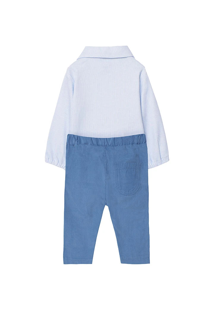 Set di body con pantaloni di cotone per neonato maschio in Blue