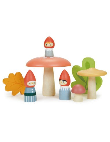 Famiglia di Gnomi - Ambientazione In Legno - Tender Leaf - Woodland Gnome Family